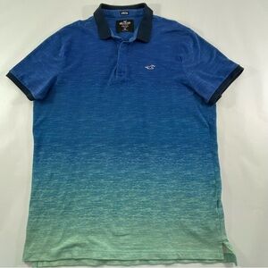 HOLLISTER Blue to Green Gradient Men’s Polo Shirt Size 2XL Epic Flex Stretch